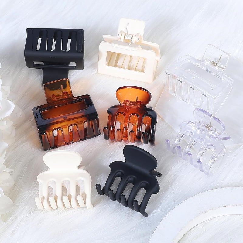 USDNICE Medium Hair Clips Combination 2 Styles Small Claw Clips for Thin Hair 8 Pcs Matte Non-slip Rectangle Jaw Clips Square Hair Accessories for Women and Girls (Transparent) - Image 5